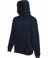 Grote maten fruit of the loom capuchon sweater donkerblauw volwassenen