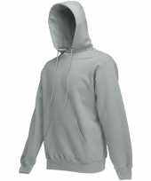 Grote maten fruit of the loom capuchon sweater grijs volwassenen