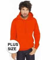 Grote maten oranje sweater trui hoodie heren