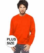 Grote maten oranje sweater trui katoenmix heren