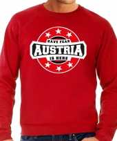 Have fear austria is here oostenrijk supporter sweater rood heren