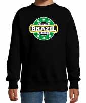 Have fear brazil is here brazilie supporter sweater zwart kids