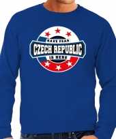 Have fear czech republic is here sweater tsjechie supporters blauw heren
