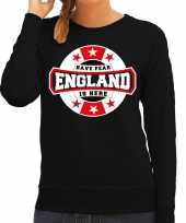 Have fear england is here engeland supporter sweater zwart dames