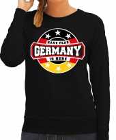 Have fear germany is here duitsland supporter sweater zwart dames