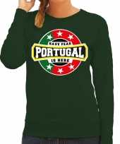 Have fear portugal is here portugal supporter sweater groen dames