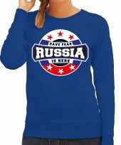 Have fear russia is here rusland supporter sweater blauw dames