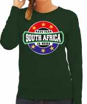 Have fear south africa is here zuid afrika supporter sweater groen dames