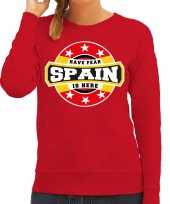 Have fear spain is here sweater t spanje supporters sweater rood dames