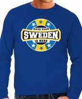 Have fear sweden is here zweden supporter sweater blauw heren