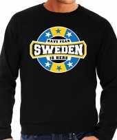 Have fear sweden is here zweden supporter sweater zwart heren