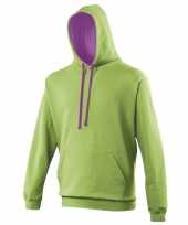 Hooded sweater lime paars