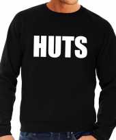 Huts tekst sweater zwart heren
