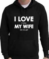 I love it when my wife lets me grill cadeau hoodie sweater capuchon zwart heren