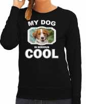 Kooiker honden sweater trui my dog is serious cool zwart dames