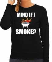 Mind if i smoke bbq barbecue cadeau sweater trui zwart dames