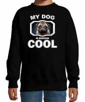 Mopshond honden trui sweater my dog is serious cool zwart kinderen 10256689