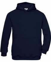 Navy blauwe katoenmix sweater capuchon meisjes