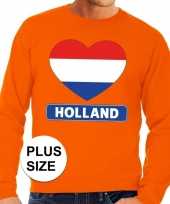 Oranje holland hart vlag grote maten sweater trui heren
