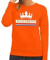 Oranje koningsdag een kroon sweater dames