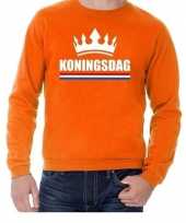 Oranje koningsdag een kroon sweater volwassenen