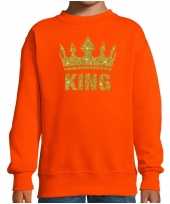 Oranje koningsdag gouden glitter king sweater kinderen