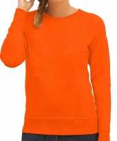 Oranje sweater sweatshirt trui raglan mouwen ronde hals dames