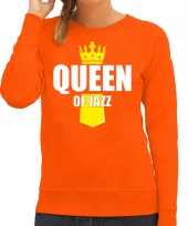 Queen of jazz kroontje koningsdag sweater trui oranje dames