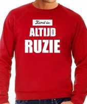 Rode foute kersttrui sweater kerst is altijd ruzie outfit heren