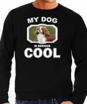 Spaniel honden sweater trui my dog is serious cool zwart heren 10256654