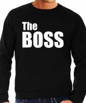 The boss sweater trui zwart witte letters heren