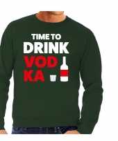 Time to drink vodka tekst sweater groen heren