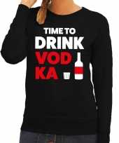 Time to drink vodka tekst sweater zwart dames