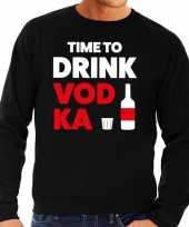 Time to drink vodka tekst sweater zwart heren