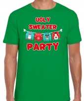 Ugly sweater party kerstshirt outfit groen heren
