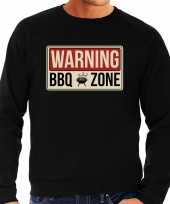 Warning bbq zone bbq barbecue cadeau sweater trui zwart heren