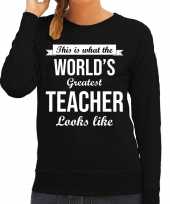 Worlds greatest teacher lerares cadeau sweater zwart dames