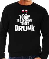 Zwarte wijn sweater trui good day to get drunk heren