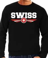 Zwitserland switzerland landen sweater trui zwart heren