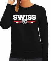 Zwitserland switzerland swiss landen voetbal sweater zwart dames