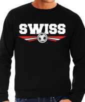 Zwitserland switzerland swiss landen voetbal sweater zwart heren
